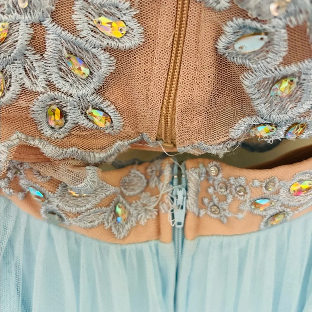 Elegant Light Blue 2 Piece Embellished Prom Dress - Picture 5 of 5